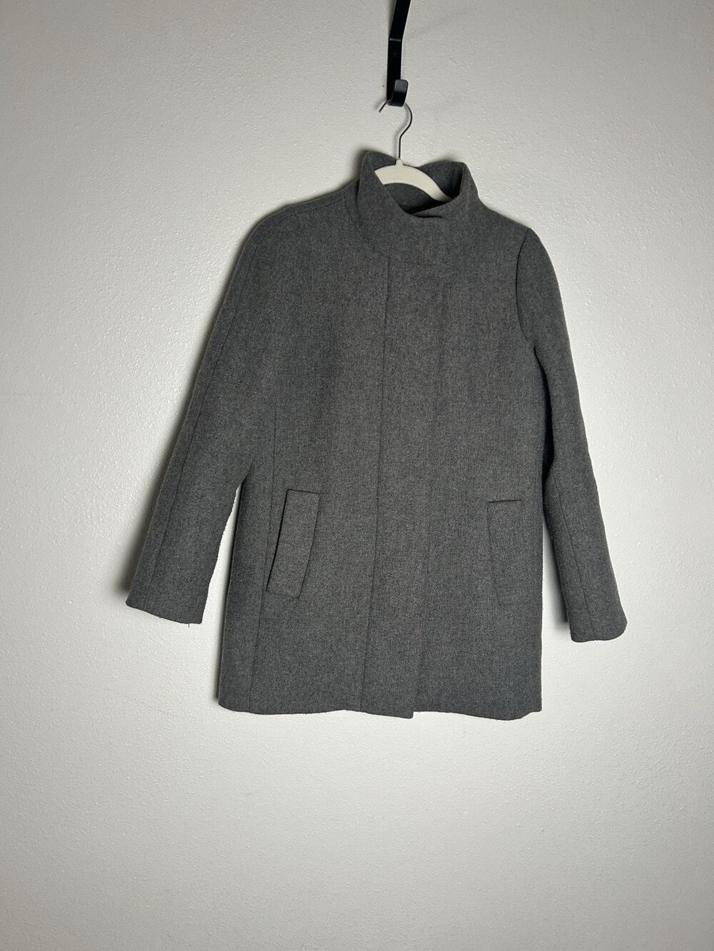 J Crew Mercantile Gray Classic City Chic Coat Jacket Wool Blend Size 2